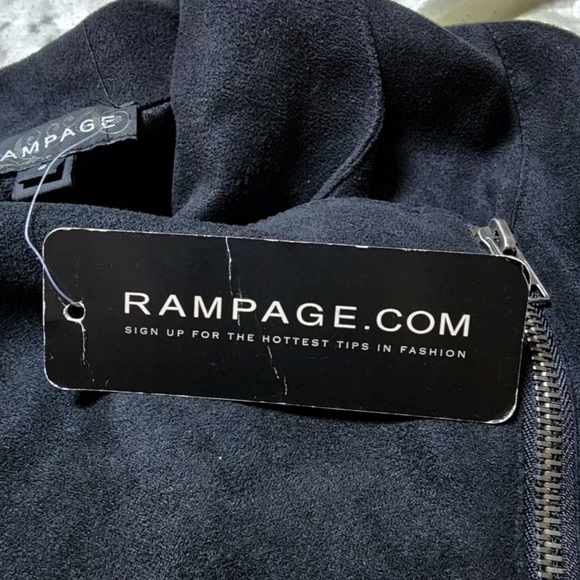 NWT Rampage Black Asymmetrical Zip Faux Micro Suede Long Sleeve Jacket - Picture 13 of 16